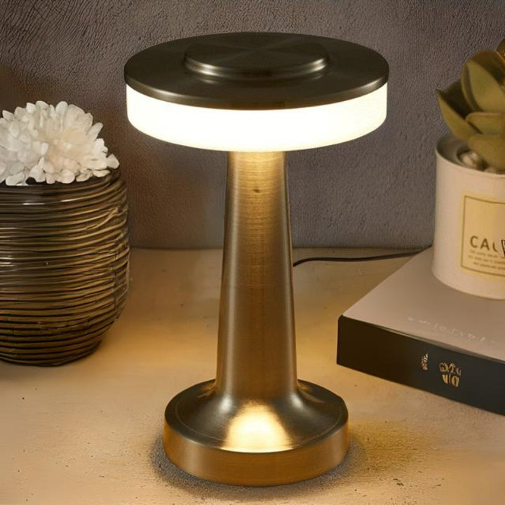 Portable Table Lamp - Round Disc Top with Illuminated Band