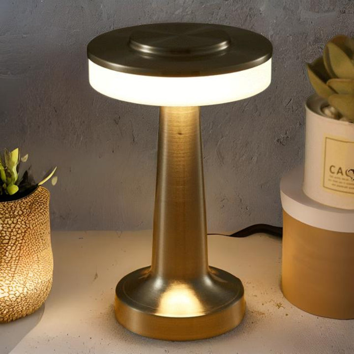 Portable Table Lamp - Round Disc Top with Illuminated Band