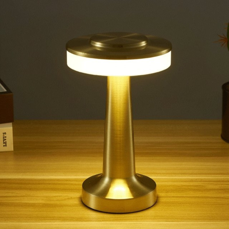 Portable Table Lamp - Round Disc Top with Illuminated Band