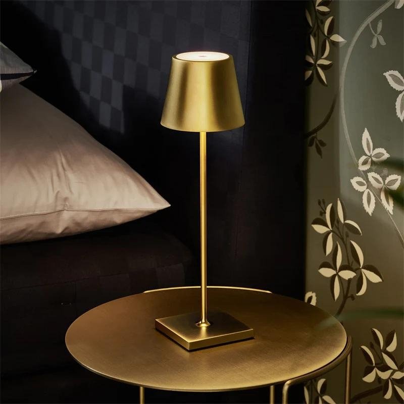Portable Table Lamp - Tapered Shade with Slim Stem