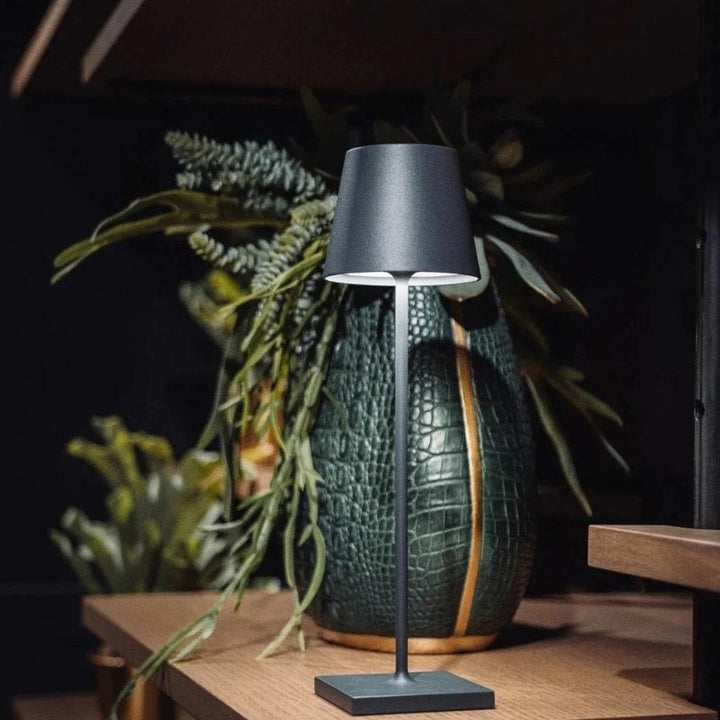 Portable Table Lamp - Tapered Shade with Slim Stem
