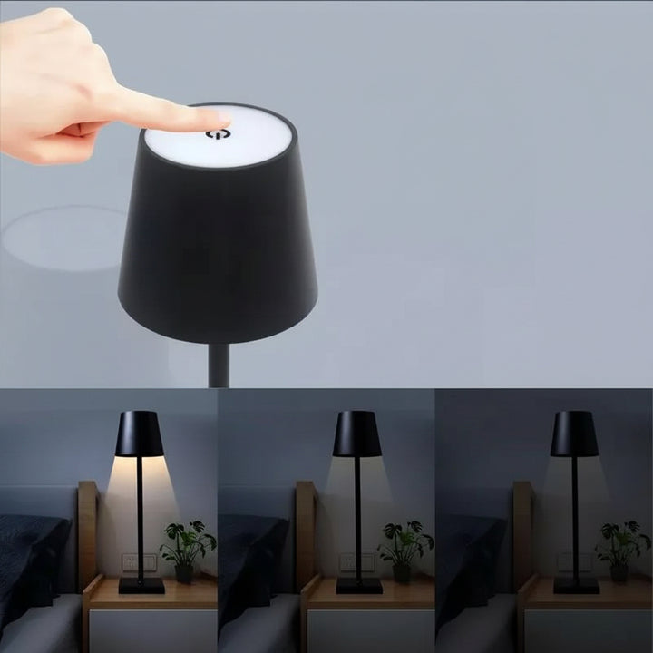 Portable Table Lamp - Tapered Shade with Slim Stem