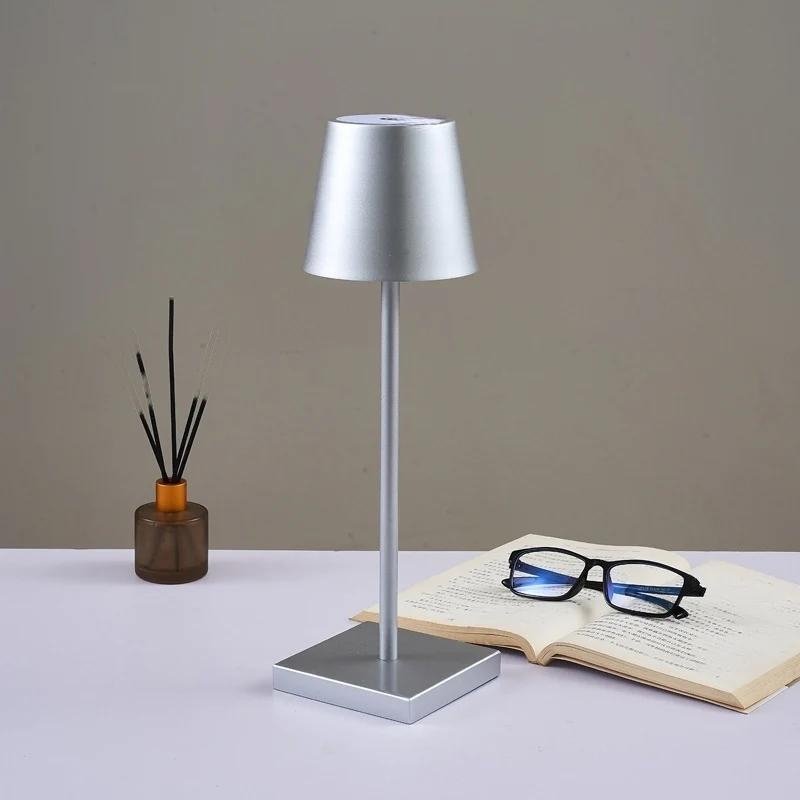 Portable Table Lamp - Tapered Shade with Slim Stem