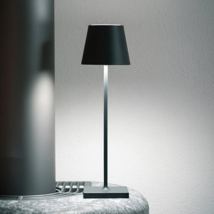 Portable Table Lamp - Tapered Shade with Slim Stem