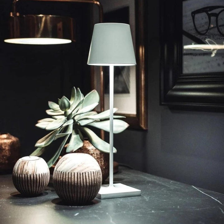 Portable Table Lamp - Tapered Shade with Slim Stem