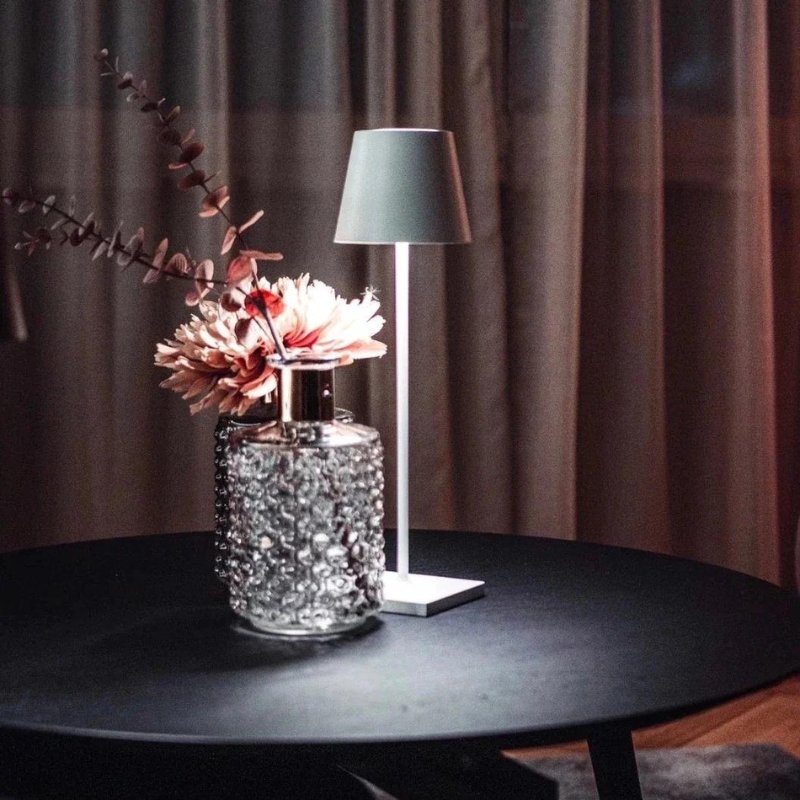 Portable Table Lamp - Tapered Shade with Slim Stem