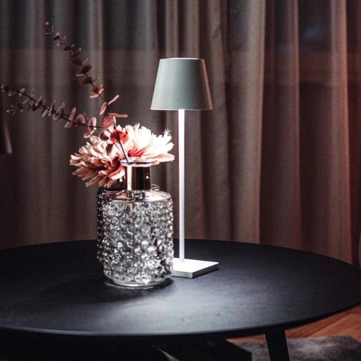 Portable Table Lamp - Tapered Shade with Slim Stem