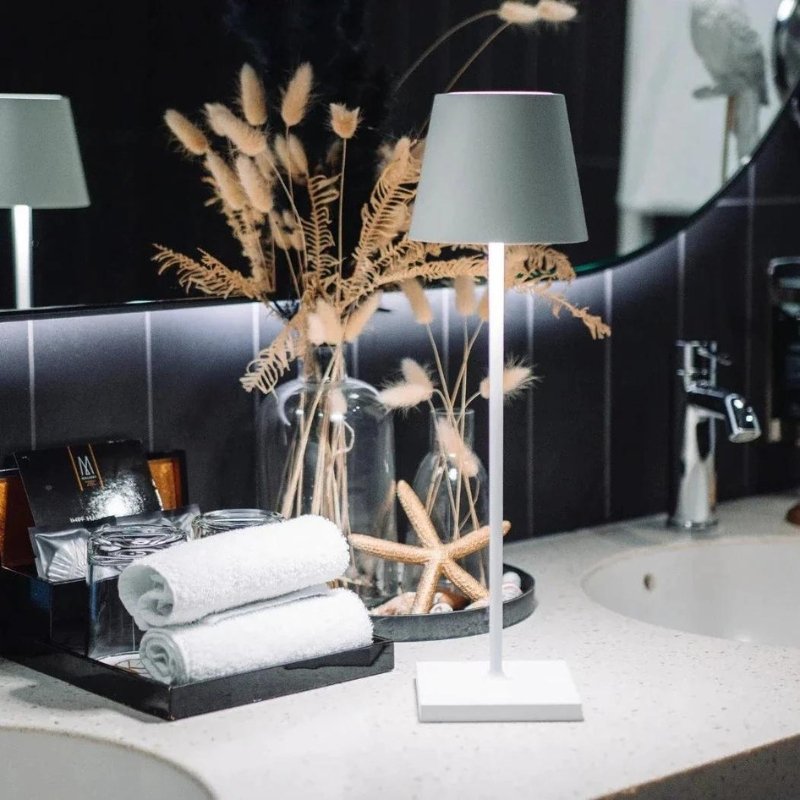Portable Table Lamp - Tapered Shade with Slim Stem