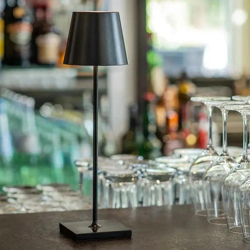 Portable Table Lamp - Tapered Shade with Slim Stem