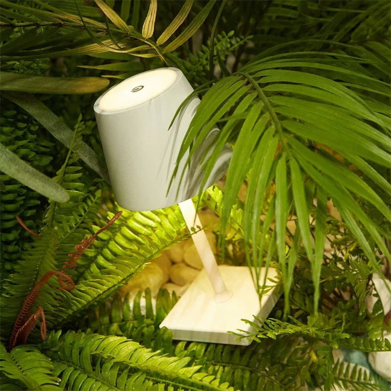 Portable Table Lamp - Tapered Shade with Slim Stem and Square Base