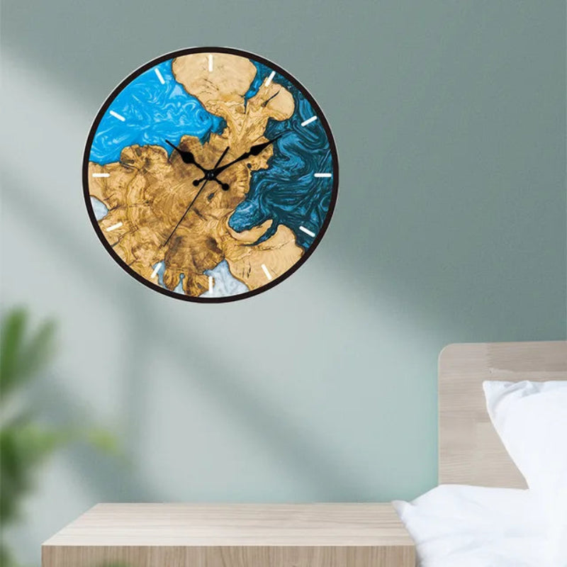 Round Wall Clock - Live Edge Wood and Metal Frame