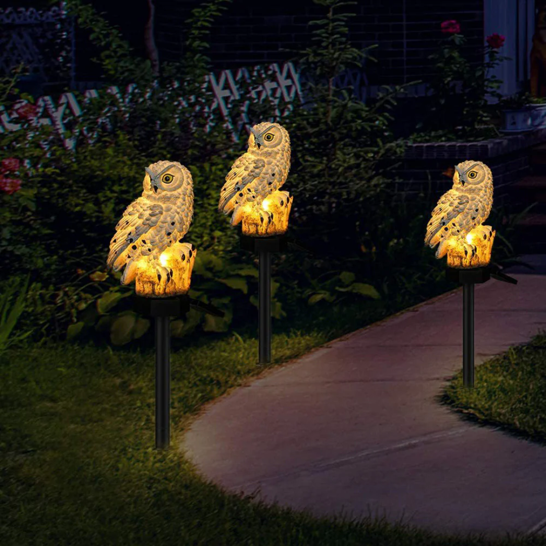 Solar Garden Light - Owl Figure Stake Lamp