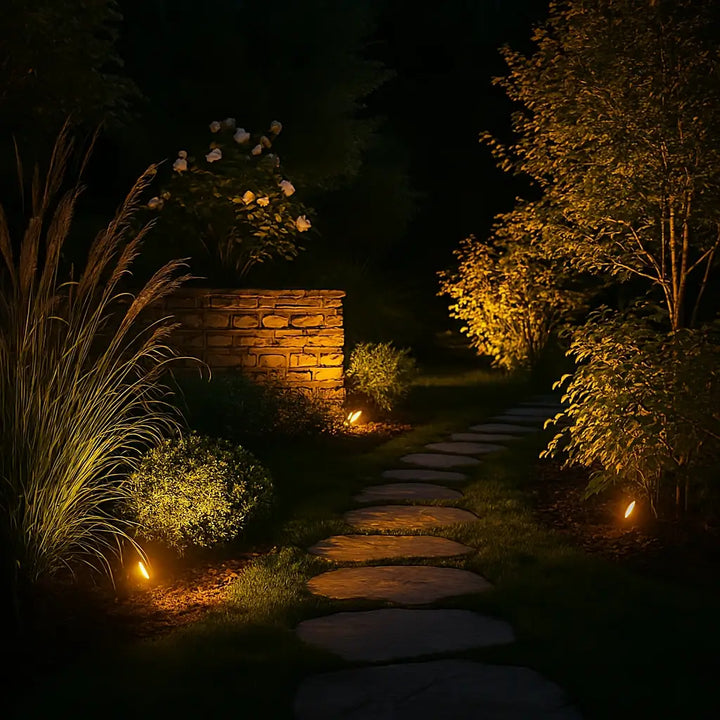 Solar Garden Spotlight - Outdoor LED Ground Stake Light with Solar Panel