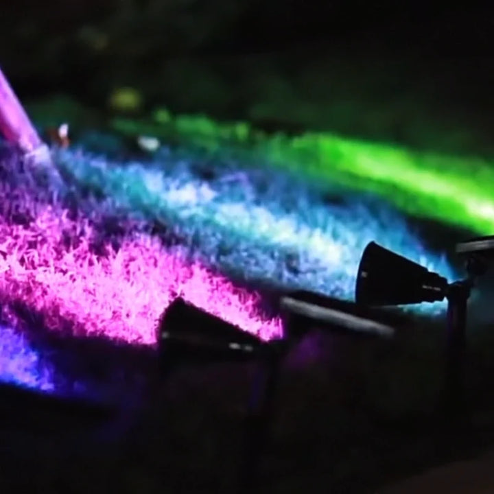 Solar Garden Spotlight - Outdoor LED Ground Stake Light with Solar Panel