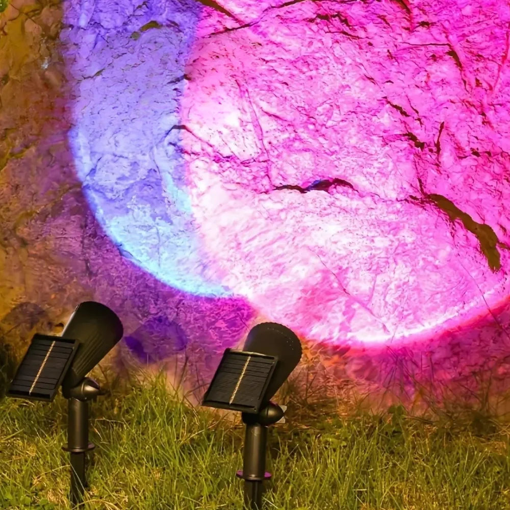 Solar Garden Spotlight - Outdoor LED Ground Stake Light with Solar Panel