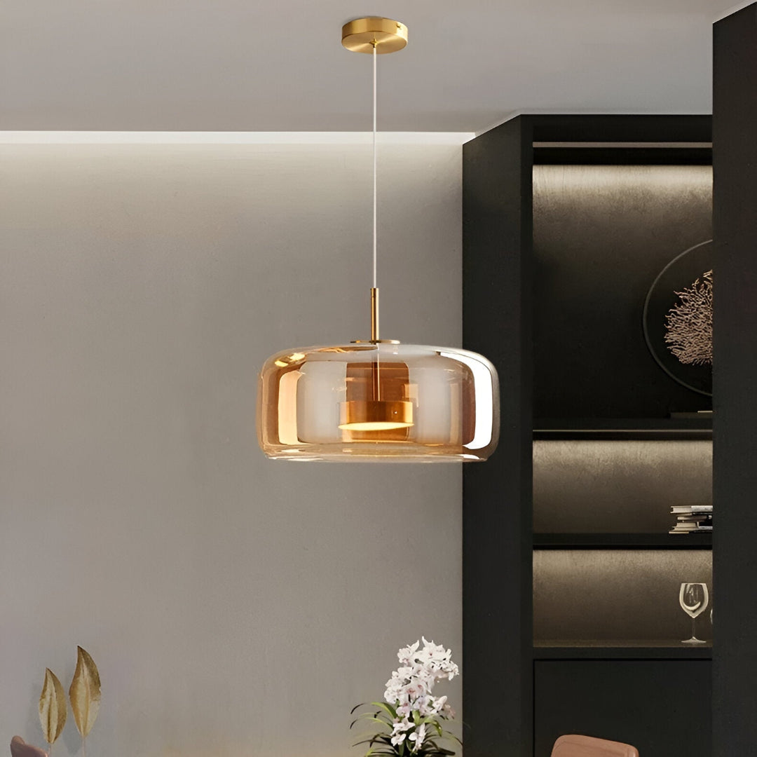 Suspension Pendant Lamp - Bell Shaped Shade with Inner Diffuser