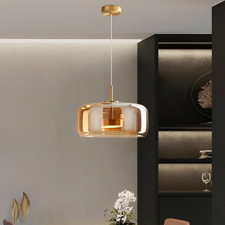 Suspension Pendant Lamp - Bell Shaped Shade with Inner Diffuser