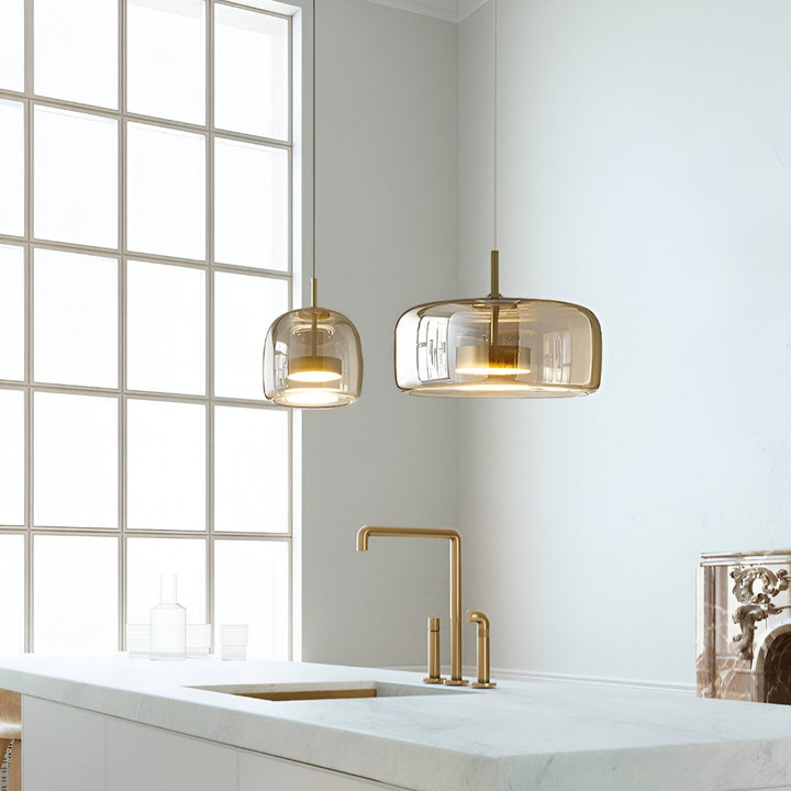 Suspension Pendant Lamp - Bell Shaped Shade with Inner Diffuser