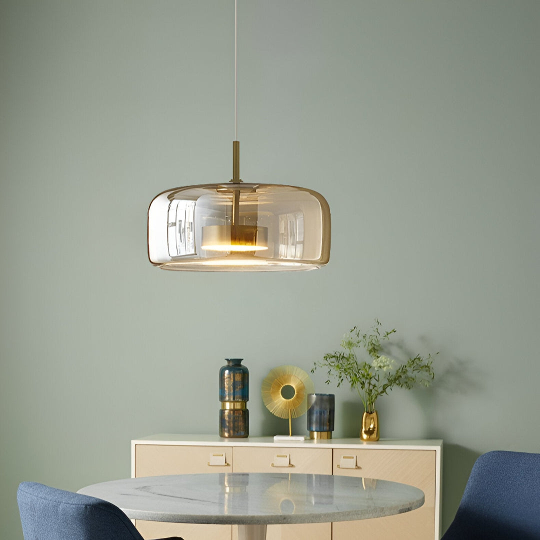 Suspension Pendant Lamp - Bell Shaped Shade with Inner Diffuser