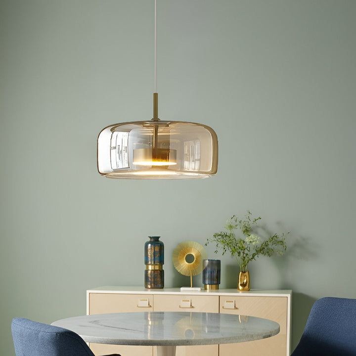 Suspension Pendant Lamp - Bell Shaped Shade with Inner Diffuser