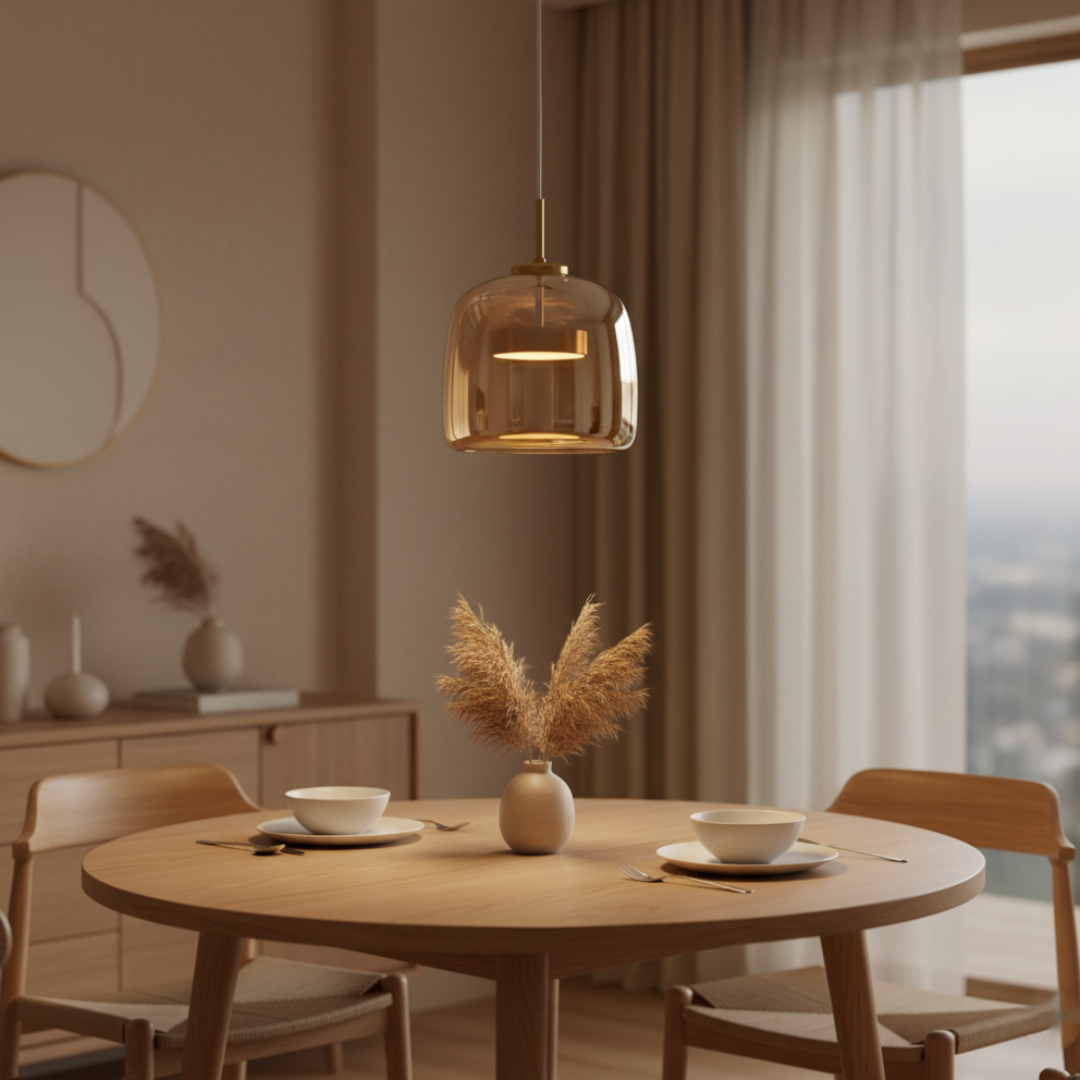 Suspension Pendant Lamp - Bell Shaped Shade with Inner Diffuser