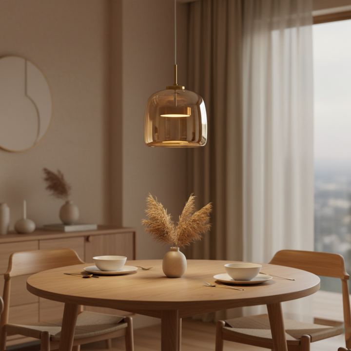 Suspension Pendant Lamp - Bell Shaped Shade with Inner Diffuser