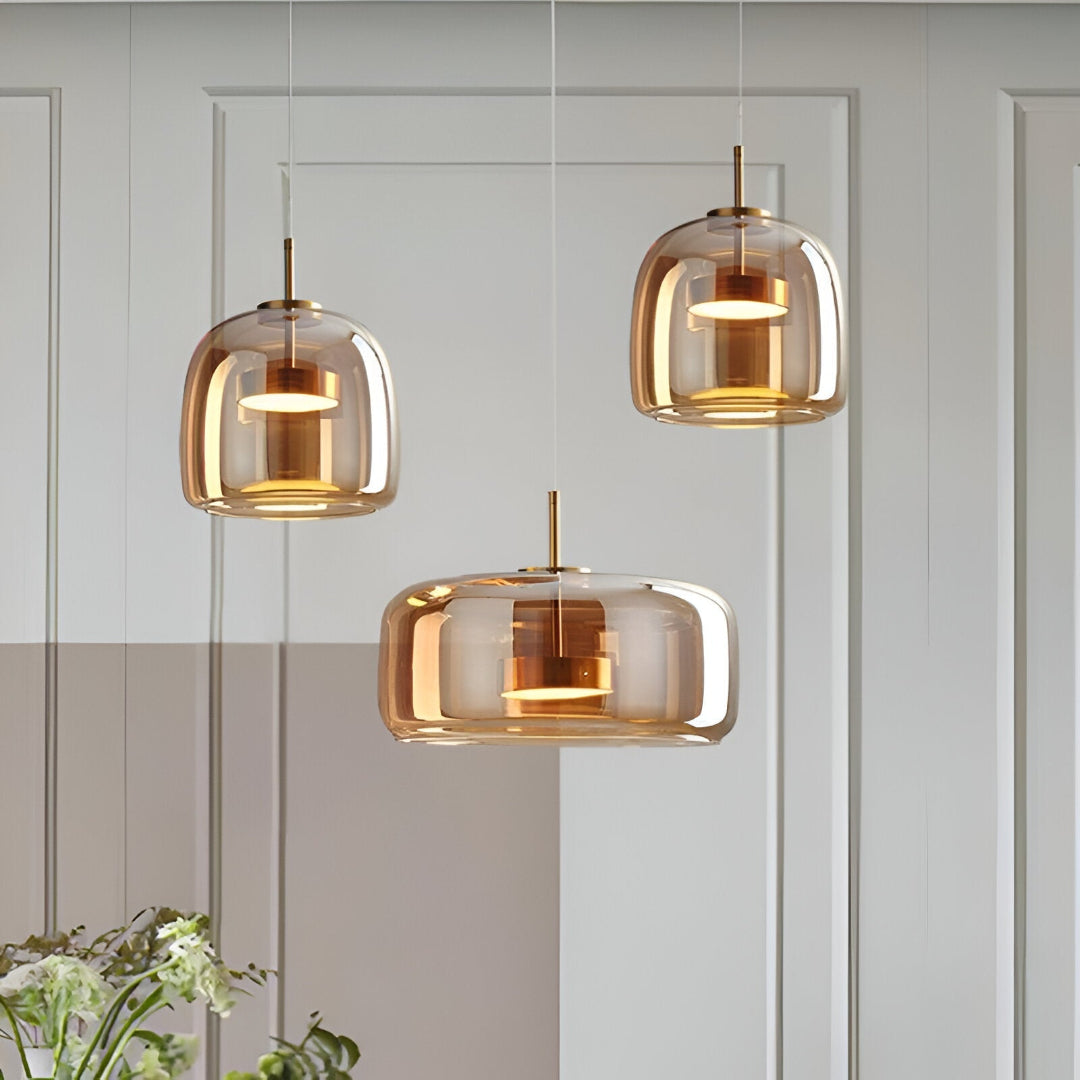 Suspension Pendant Lamp - Bell Shaped Shade with Inner Diffuser
