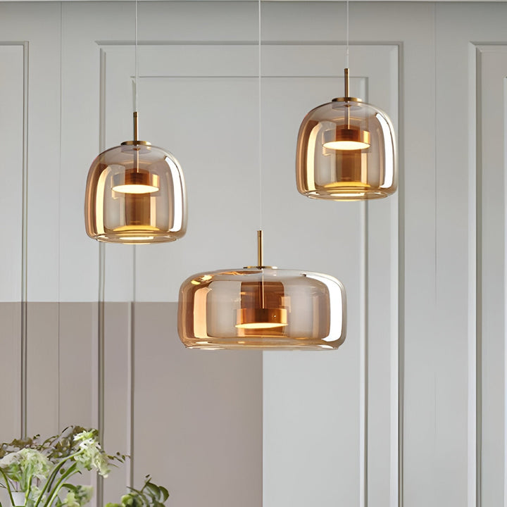 Suspension Pendant Lamp - Bell Shaped Shade with Inner Diffuser