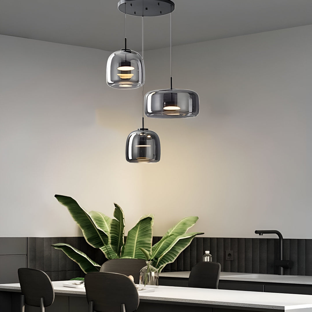Suspension Pendant Lamp - Bell Shaped Shade with Inner Diffuser
