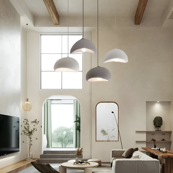Suspension Pendant Lamp - Domed Pebble Shaped Shade