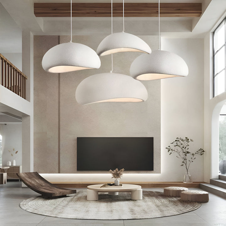 Suspension Pendant Lamp - Domed Pebble Shaped Shade