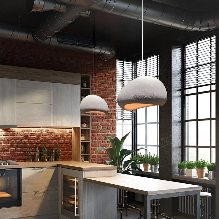 Suspension Pendant Lamp - Domed Pebble Shaped Shade