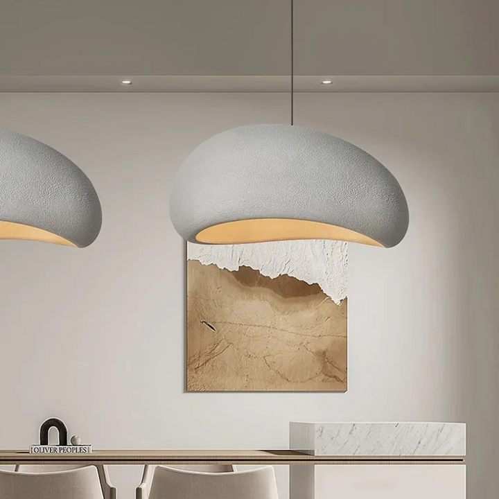 Suspension Pendant Lamp - Domed Pebble Shaped Shade