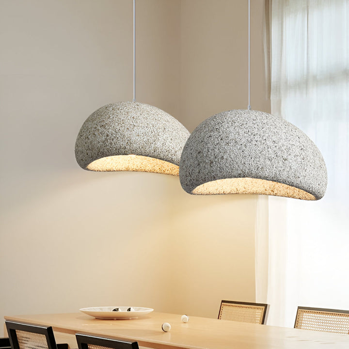 Suspension Pendant Lamp - Domed Pebble Shaped Shade