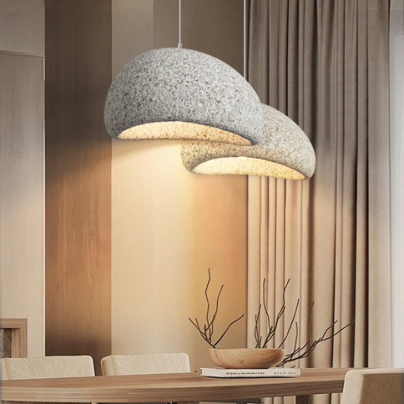 Suspension Pendant Lamp - Domed Pebble Shaped Shade