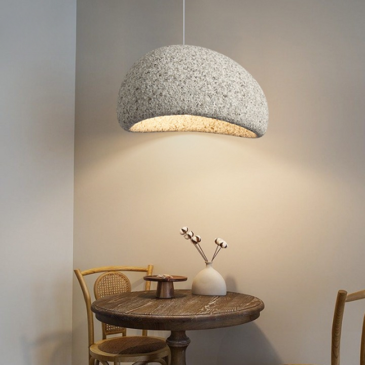 Suspension Pendant Lamp - Domed Pebble Shaped Shade