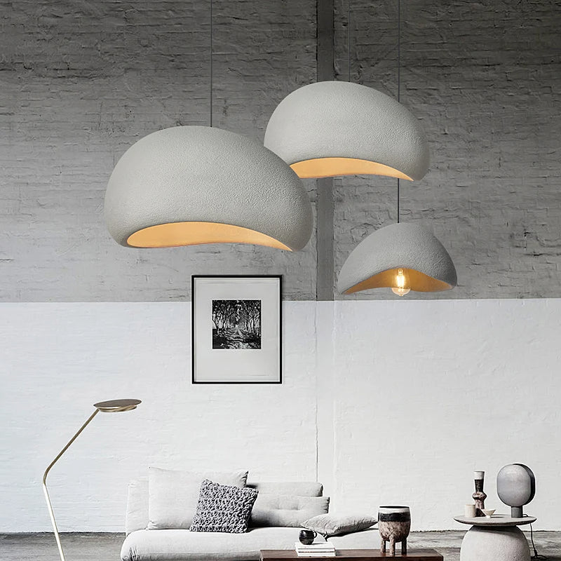 Suspension Pendant Lamp - Domed Pebble Shaped Shade