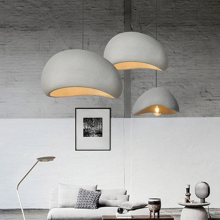 Suspension Pendant Lamp - Domed Pebble Shaped Shade
