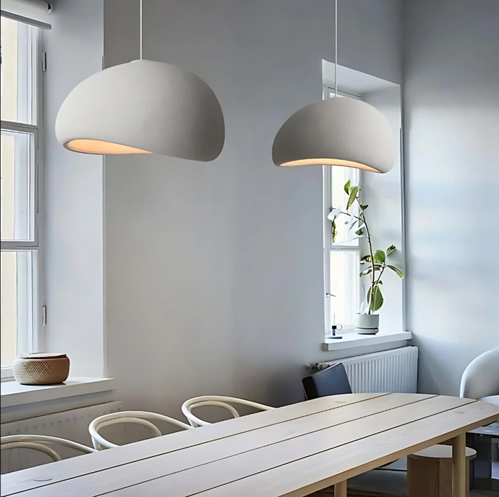 Suspension Pendant Lamp - Domed Pebble Shaped Shade