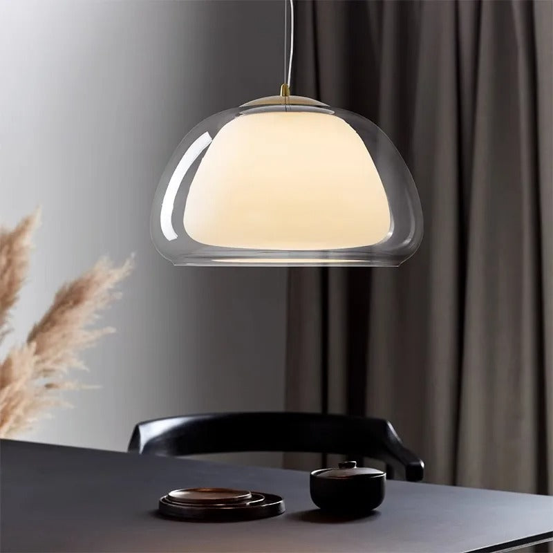 Suspension Pendant Lamp - Domed Shade with Inner Diffuser