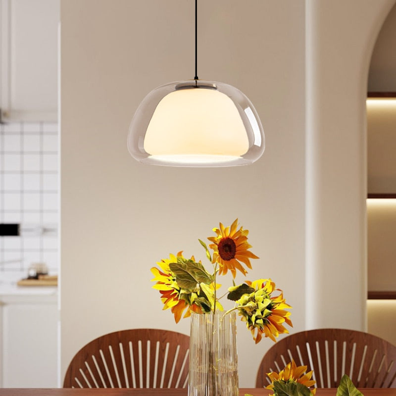 Suspension Pendant Lamp - Domed Shade with Inner Diffuser