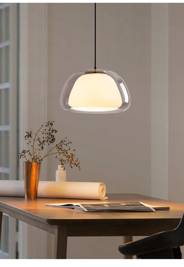 Suspension Pendant Lamp - Domed Shade with Inner Diffuser