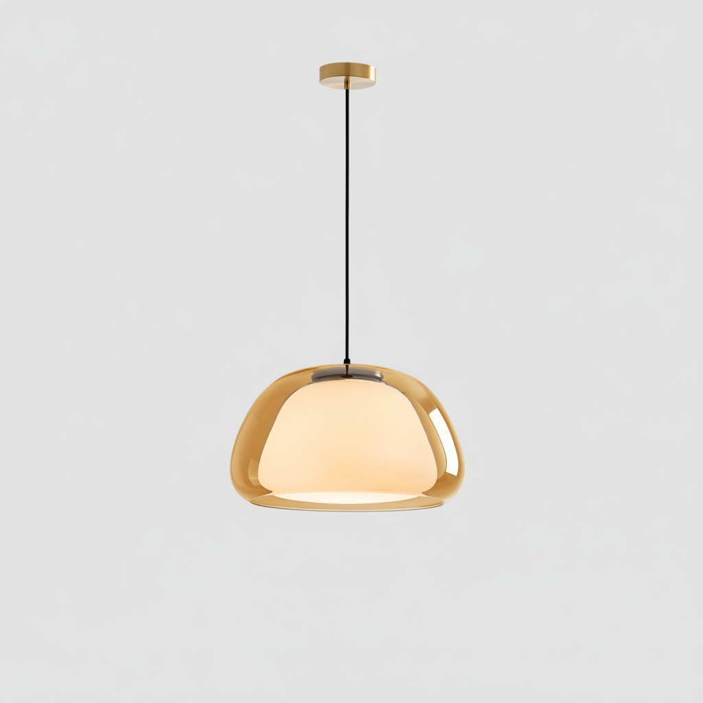 Suspension Pendant Lamp - Domed Shade with Inner Diffuser
