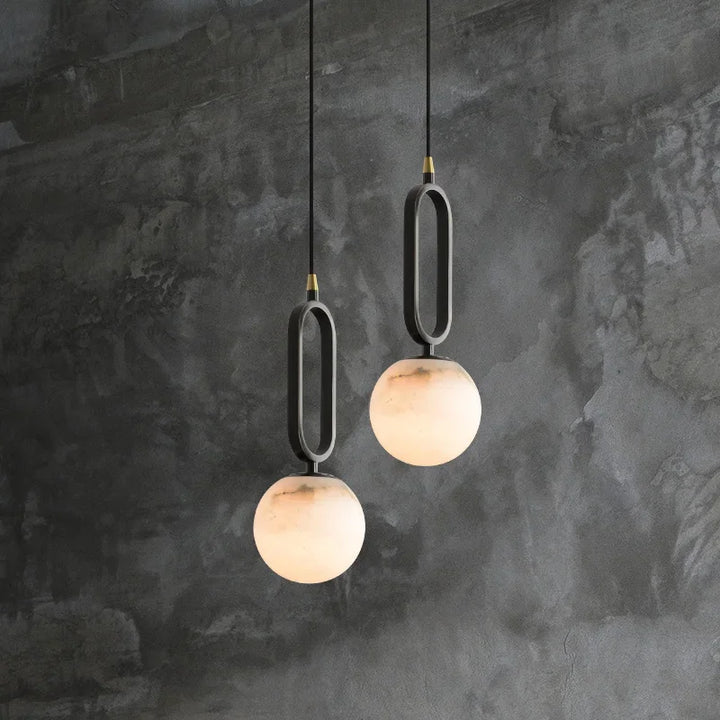 Suspension Pendant Lamp - Globe Shade with Oval Loop