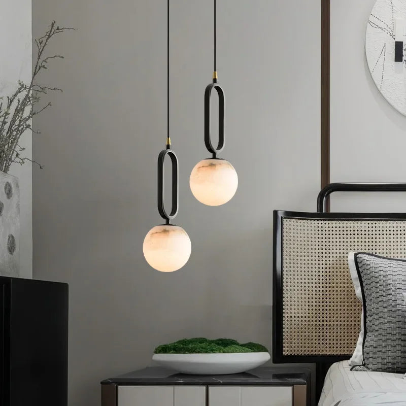 Suspension Pendant Lamp - Globe Shade with Oval Loop