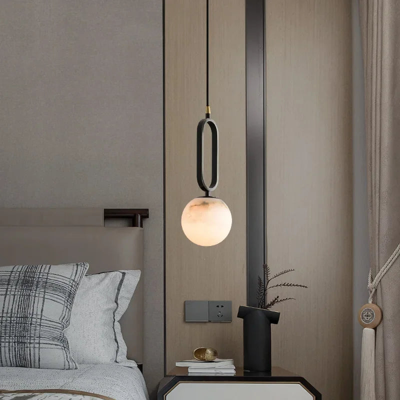 Suspension Pendant Lamp - Globe Shade with Oval Loop