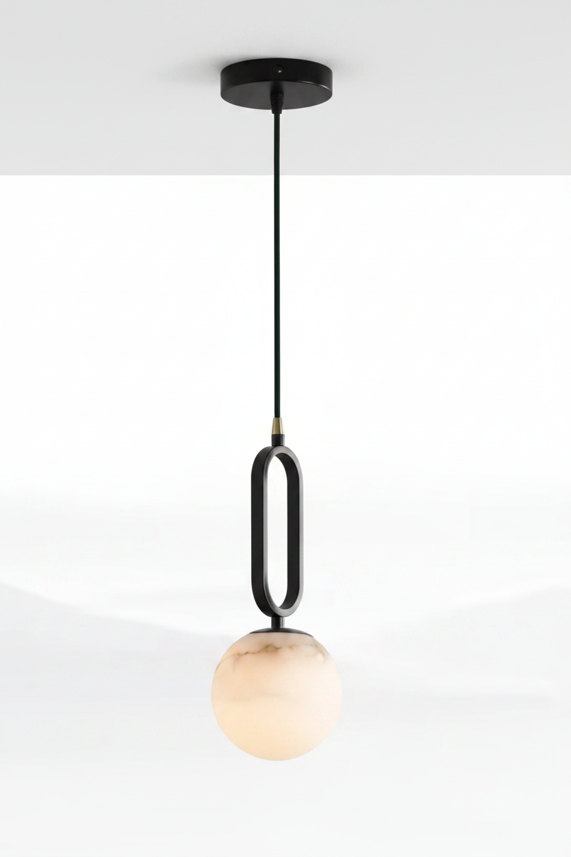 Suspension Pendant Lamp - Globe Shade with Oval Loop