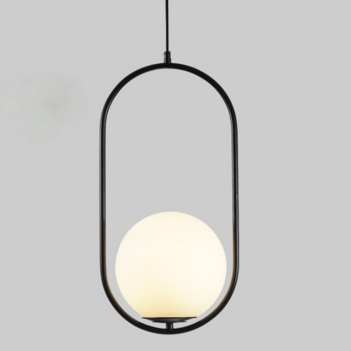 Suspension Pendant Lamp - Globe in Oval Ring Frame