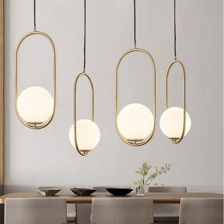 Suspension Pendant Lamp - Globe in Oval Ring Frame