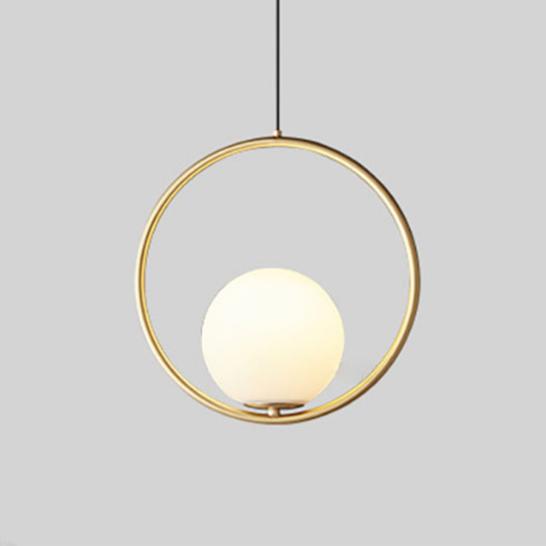 Suspension Pendant Lamp - Globe in Oval Ring Frame